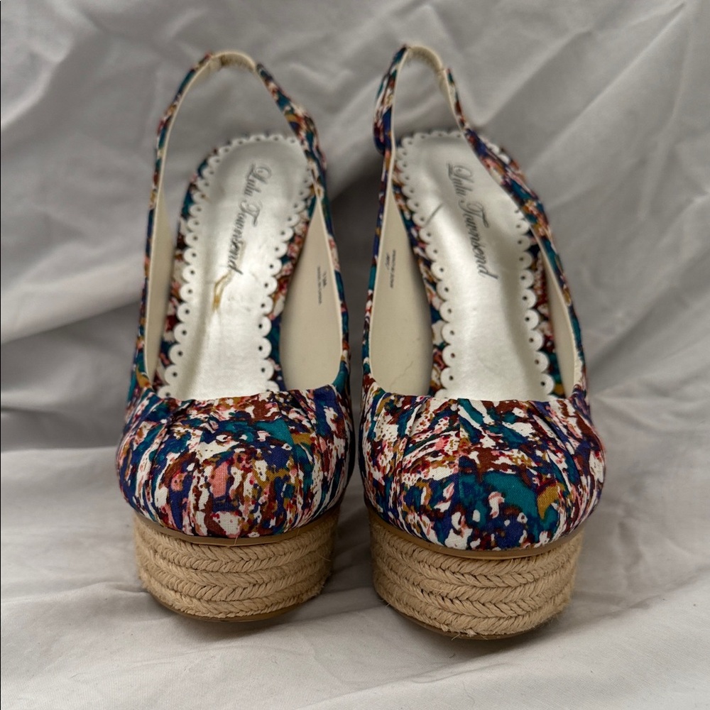 Lulu Townsend Multicolor Abstract Platform Slingbacks